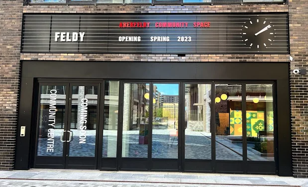 Front entrance of The Feldy community space on Aberfeldy Square